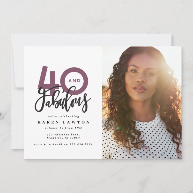 aniversário de 40 anos foto 40 e fabuloso colorido (Frente)