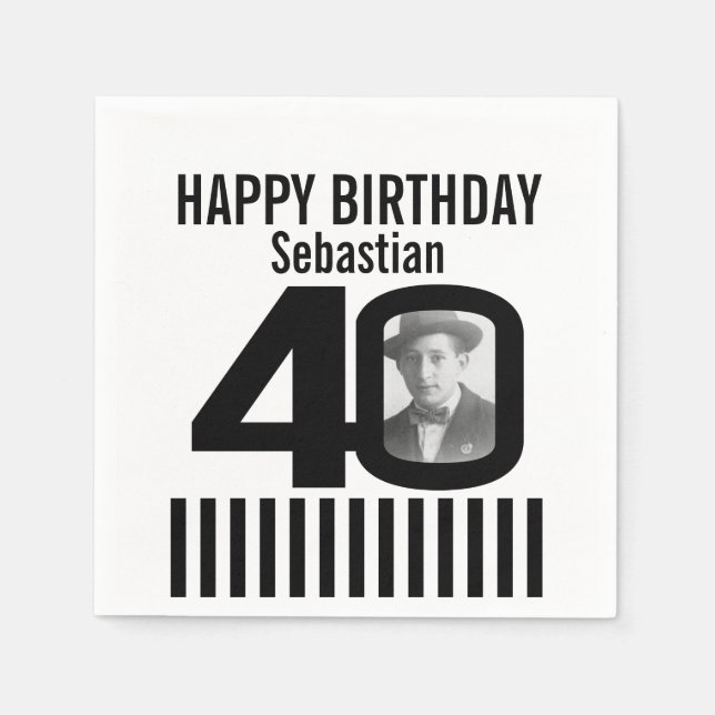 aniversário de 40 anos foto de guardanapos de foto (Frente)