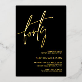 Aniversário de 40 anos Mínimo Preto e Dourado
