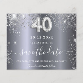 aniversário de 40 anos prateado cintilante guardar