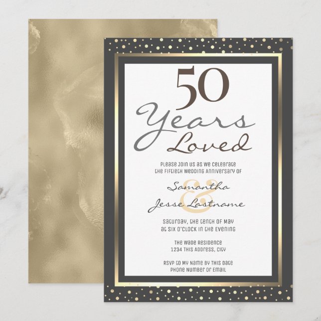 Aniversário de 50 anos de Casamento - Convite Eleg (Frente/Verso)