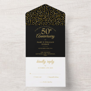 Aniversário de 50 anos de Casamento Preto e Dourad