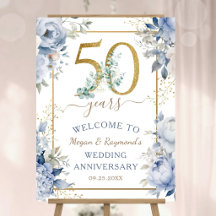 Aniversário de 50 anos de Casamento Saudação Azul