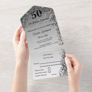 Aniversário de 50 anos encantador com brilho preto