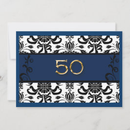 Aniversário de 50 anos, folha de ouro, convite