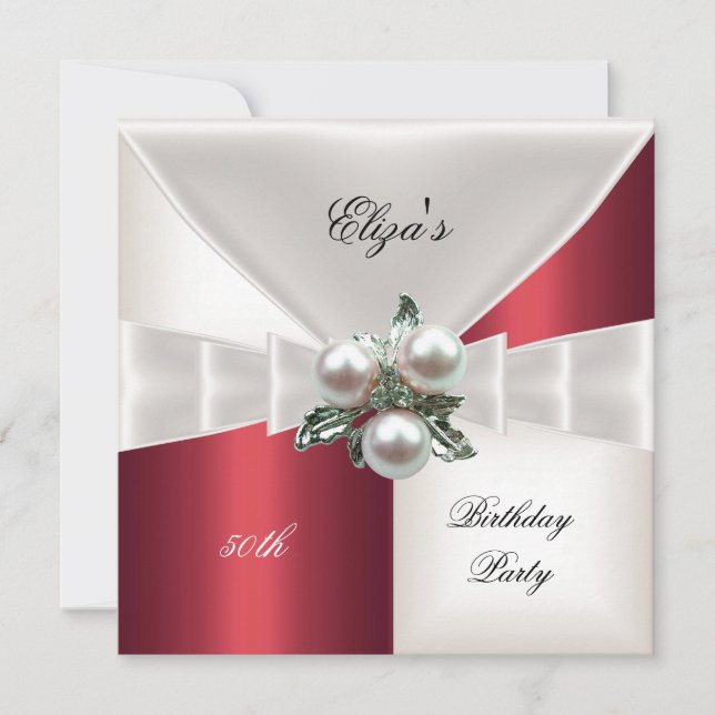 Aniversário de 50 anos Joia Xadrez Vermelho Branco (Frente)