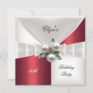 Aniversário de 50 anos Joia Xadrez Vermelho Branco