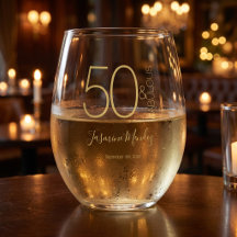 Aniversário de 50 anos personalizado dourado branc