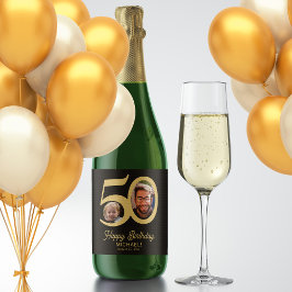 aniversário de 50 anos preto ouro moderno foto