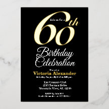 Aniversário de 60 anos em Dourado e Preto Elegante