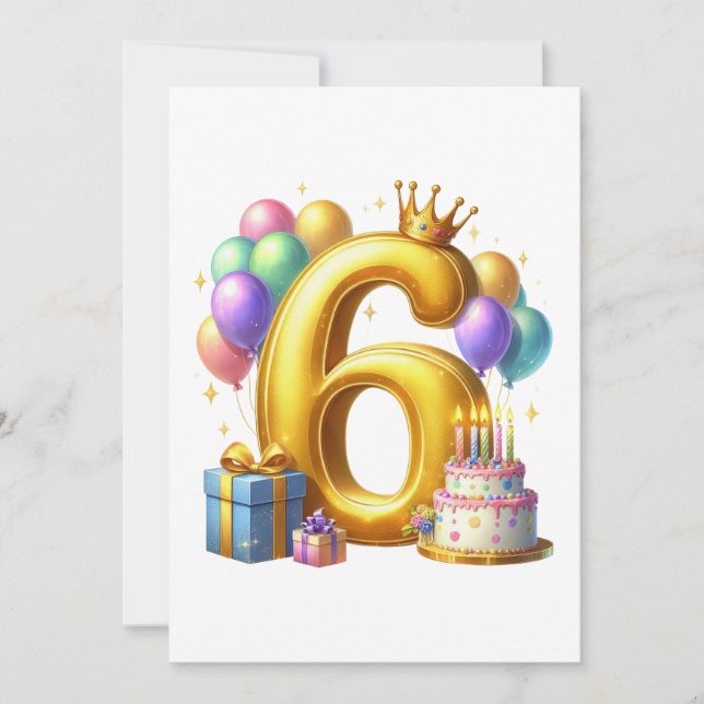 Aniversário de 6 anos dourado (Frente)