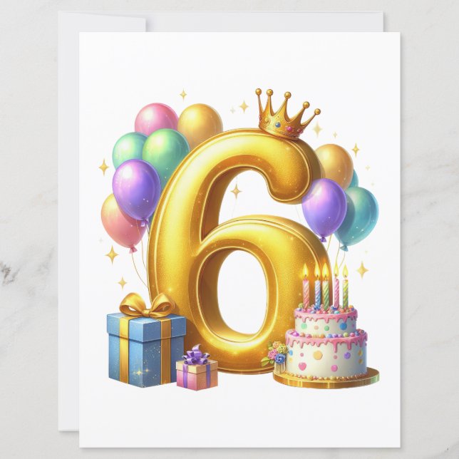 Aniversário de 6 anos dourado (Frente)