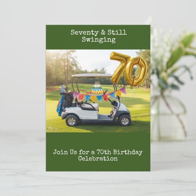 Aniversário de 70 anos de Golf Par Tee Convite de  (Em pé/Frente)