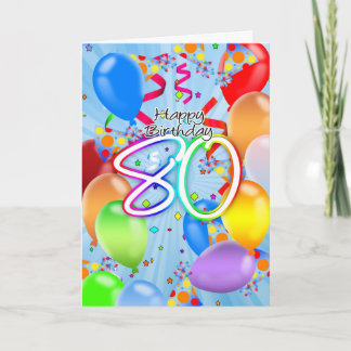 Aniversário de 80 - Cartão de Aniversário de Balão