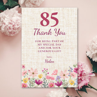 Aniversário de 85 anos Elegante Agradecimento Flor