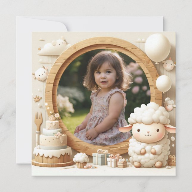 Aniversário de Carneiro de Convite para Foto (Frente)