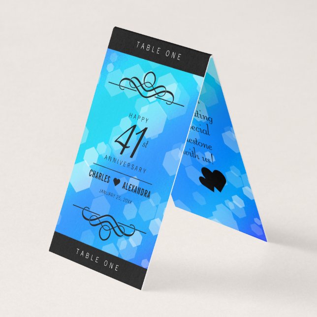 Aniversário de Casamento de Topaz Azul Elegante 41 (Frente)