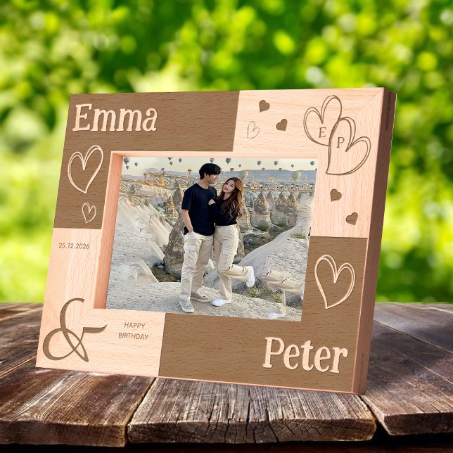 Aniversário de Casamento Moderno Presente Único de (Modern Wedding Anniversary Unique love Keepsake Engraved Frames)