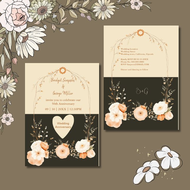 Aniversário de casamento Rustic Earthy Floral (Criador carregado)