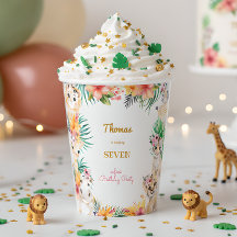 Aniversário de criança de safari selvagem dourado