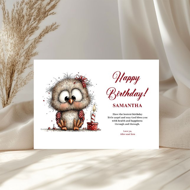 Aniversário de Crianças Animais Divertidos e Extra (Kids Birthday Funny Whimsical Animals Red Black Fun greeting card)