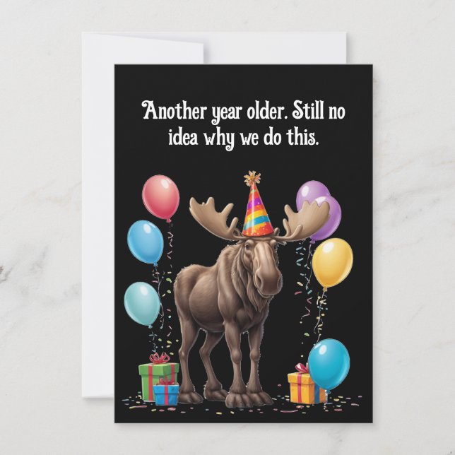 Aniversário de Deadpan Moose Saudação com Humor (Frente)