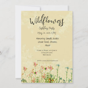Aniversário de Flores Selvagem Convite Antiquado