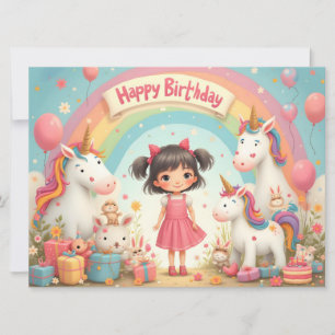 Aniversário de Menina com Unicórnios & Arco-íris