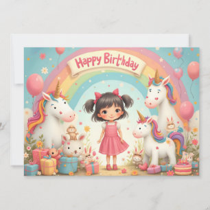 Aniversário de Menina com Unicórnios & Arco-íris