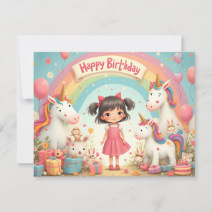 Aniversário de Menina com Unicórnios & Arco-íris