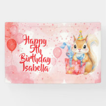 Aniversário de Menina Esquilo tema Rosa e Vermelho