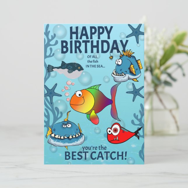Aniversário de Peixe Divertido (Em pé/Frente)