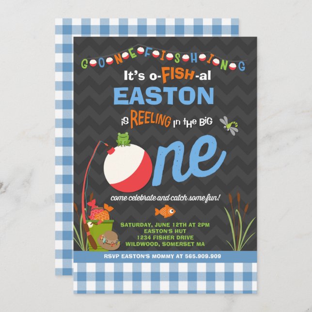 Aniversário de Pesca Convite O-Fish-Ally Um Partid (Frente/Verso)
