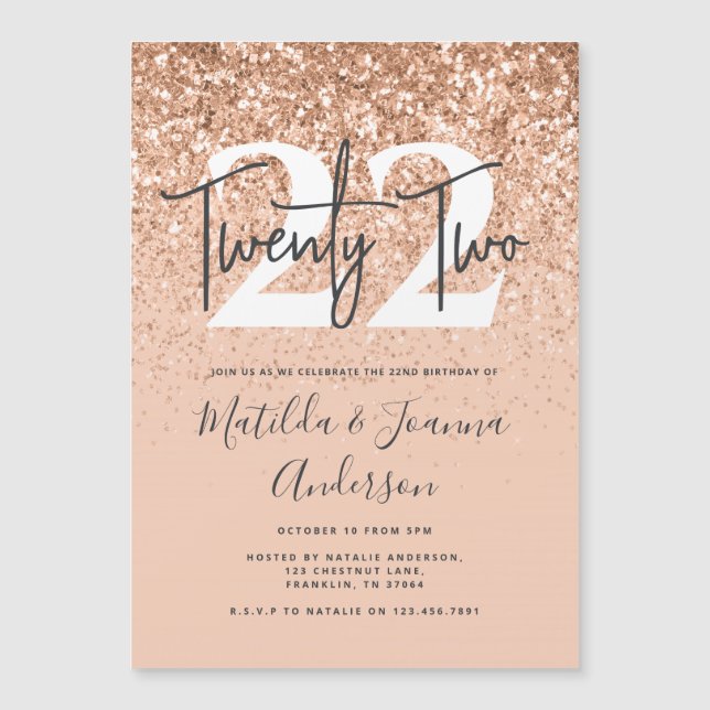 Aniversário de tipografia de pêssego moderno (Frente)