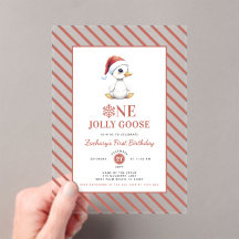 Aniversário de um ano moderno de Natal Um ganso al