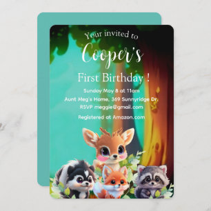 Aniversário de veados do fox skunk raccoon