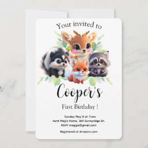 Aniversário de veados do fox skunk raccoon