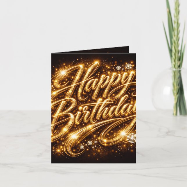 Aniversário Diamond Glow — Convite 3D GoldenFolded (Frente)