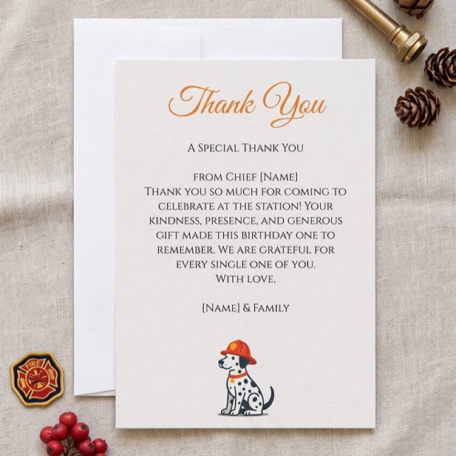 Aniversário do Bombeiro Agradecimento (Firefighter Birthday Thank You Card)
