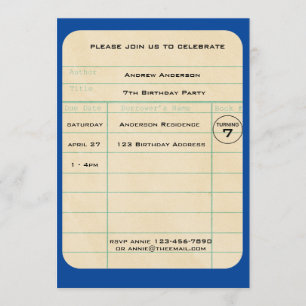 Aniversário do Cartão de Biblioteca Azul