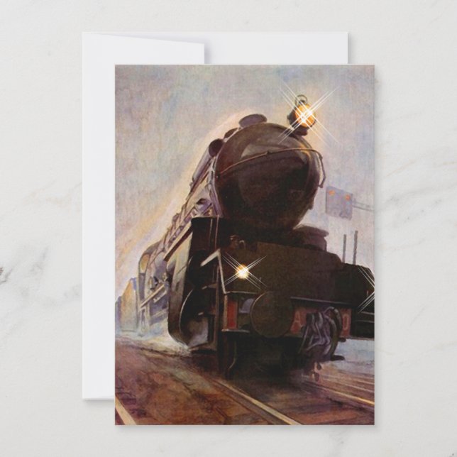 Aniversário do Convite de festas de Trem à Noite (Frente)