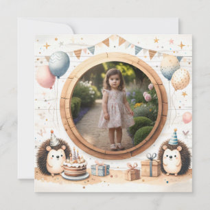 Aniversário do Convite Hedgehog Frame para Foto