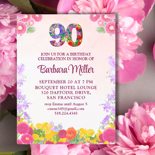 Aniversário do Elegante 90 - Convite Floral 90