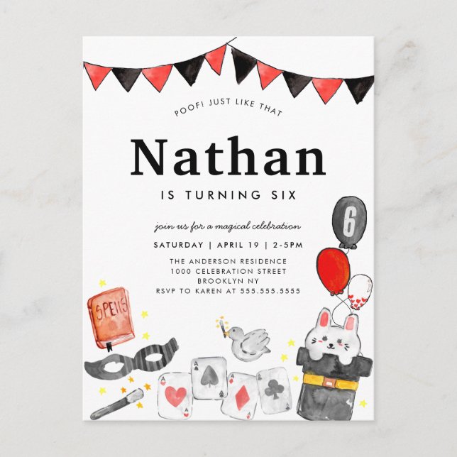 Aniversário do Mágico Show de Mágicas com Cartão d (Frente)