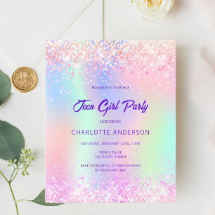 Aniversário do orçamento da adolescente holográfic