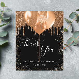 Aniversário do orçamento obrigado-te dourado preto
