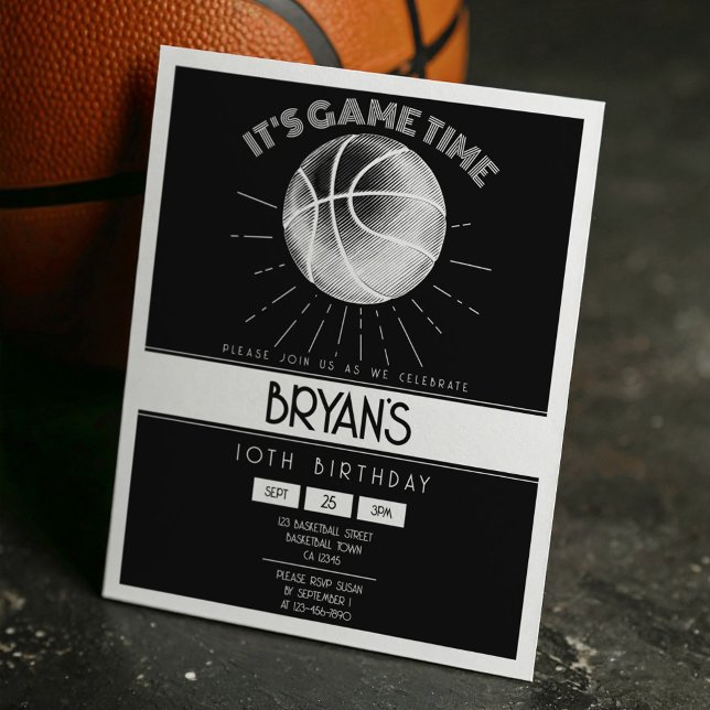 Aniversário do Orçamento Simples de Basquete Branc (Criador carregado)