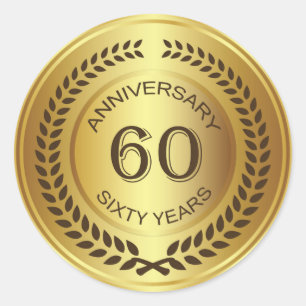 Aniversário do ouro 60th com etiqueta da grinalda