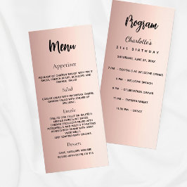 Aniversário do programa Menu rosa Gold elegant