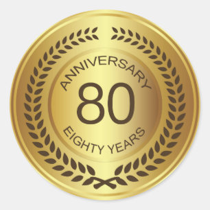 Aniversário dourado do 80 com etiqueta da grinald